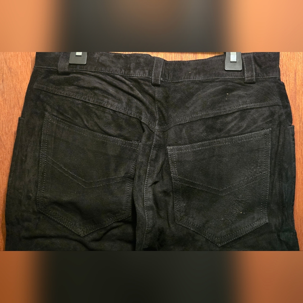 Mixed Blues Genuine Suede Straight Leg Pants Lined NWOT Never Worn Vintage Sz7 - Picture 7 of 11